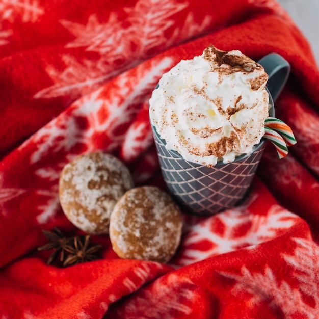 Free photo cup of coffee with whipped cream