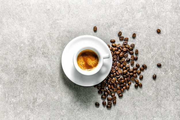 Cup of fresh made coffee served in cup