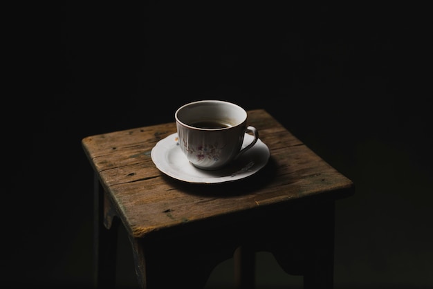 Cup of tea on stool