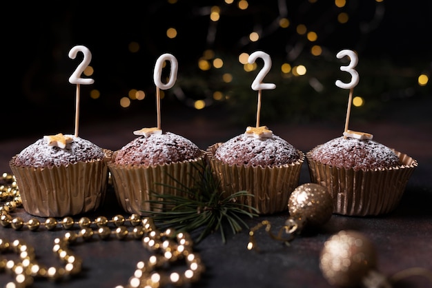 Cupcakes arrangement for celebrating the new year