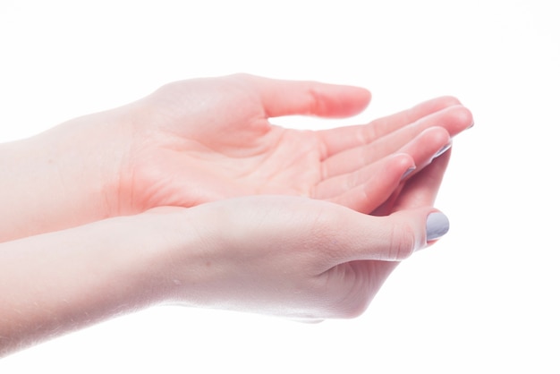 Cupped hands of woman