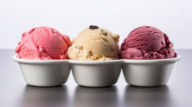 Cups with delicious ice cream flavors arrangement