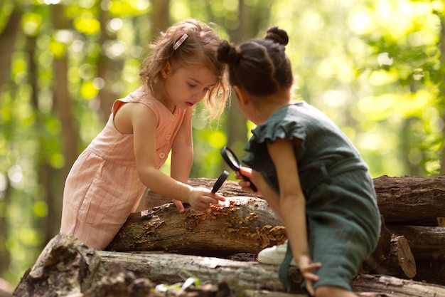 Curious children participating in a treasure hunt