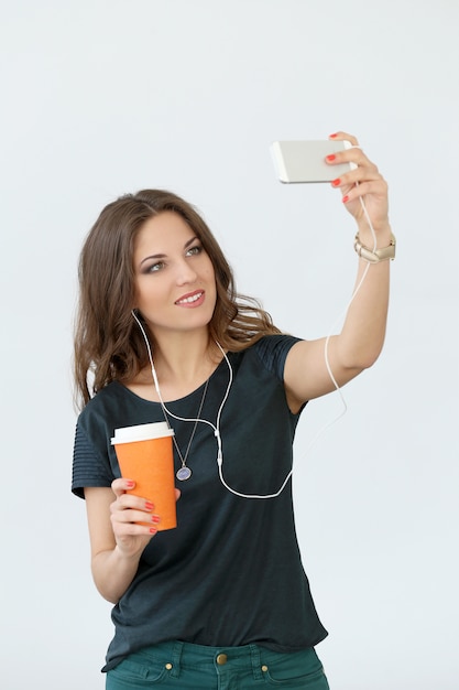 Curly girl with mobile phone