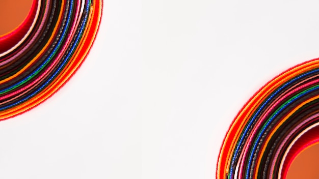 Curved colorful ribbon design on white background