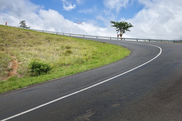 Curving highway through a mountain pass