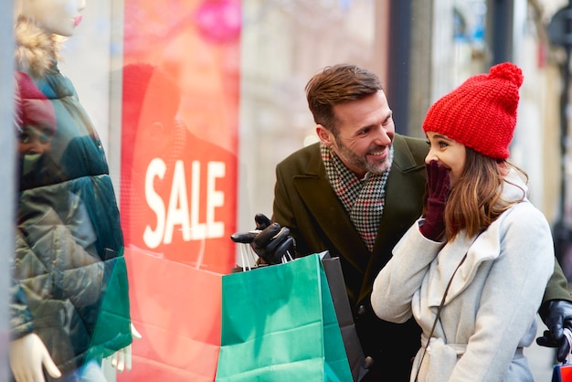 Customers outside the shopping mall