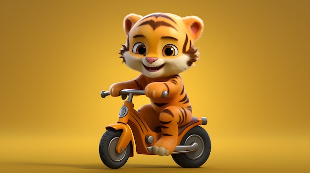 Free Photo cut tiger on bicycle