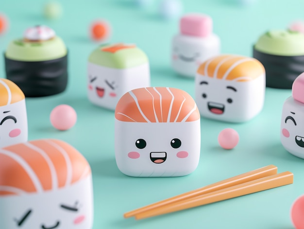 Cute 3d sushi with face