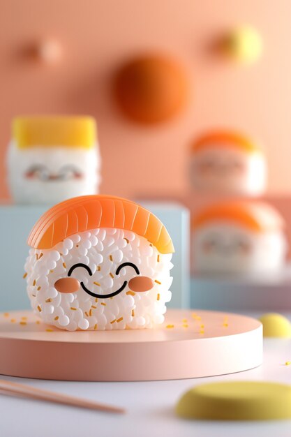 Cute 3d sushi with face