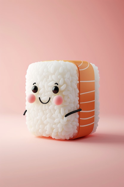 Free Photo cute 3d sushi with face