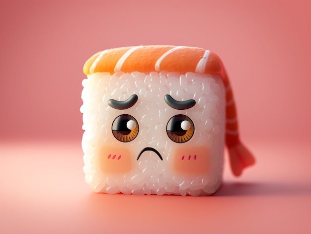 Free Photo cute 3d sushi with face