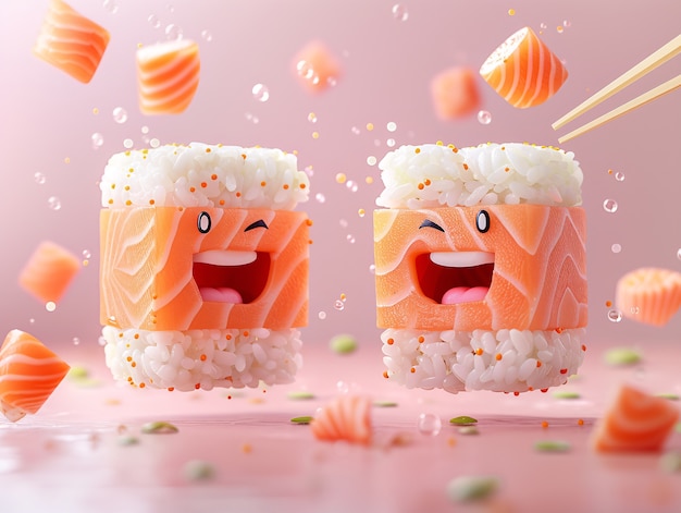 Cute 3d sushi with face