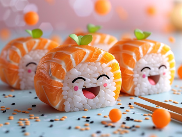 Cute 3d sushi with face