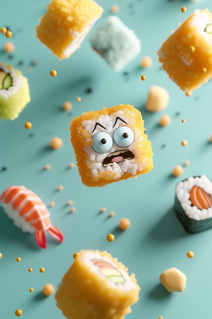 Cute 3d sushi with face