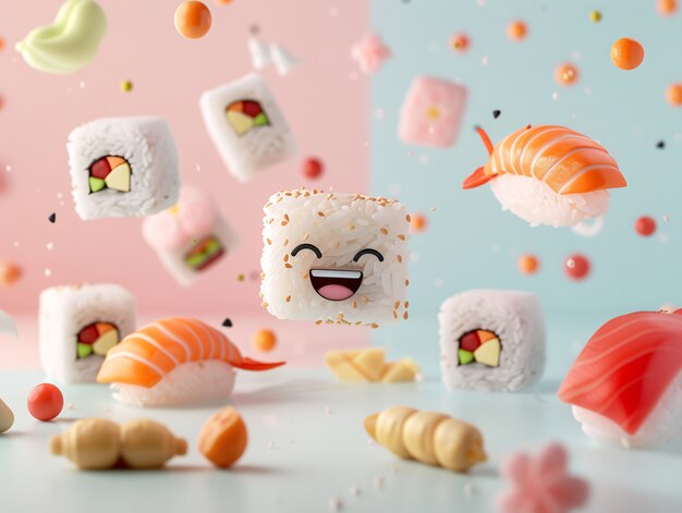 Cute 3d sushi with face