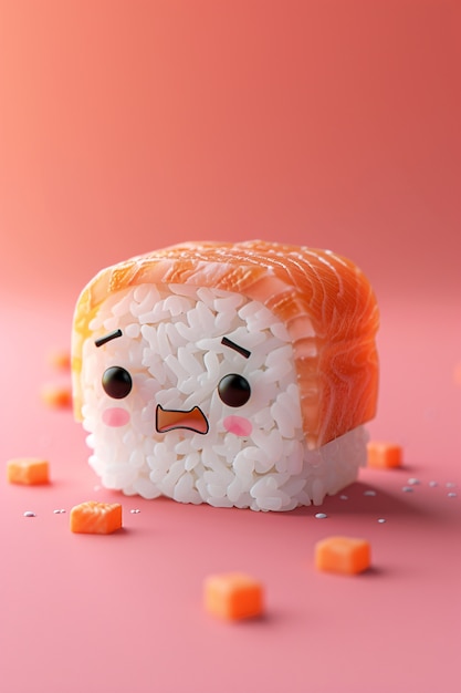 Free Photo cute 3d sushi with face