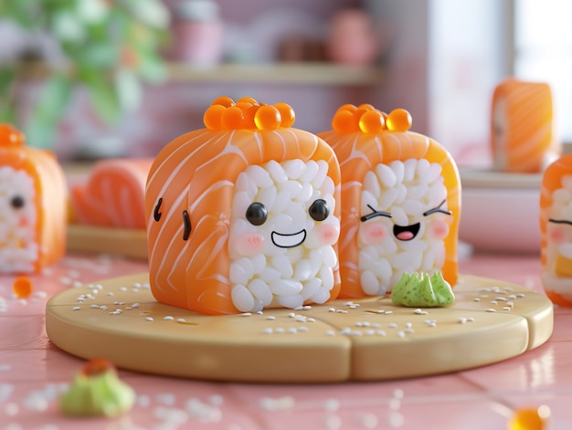 Cute 3d sushi with face