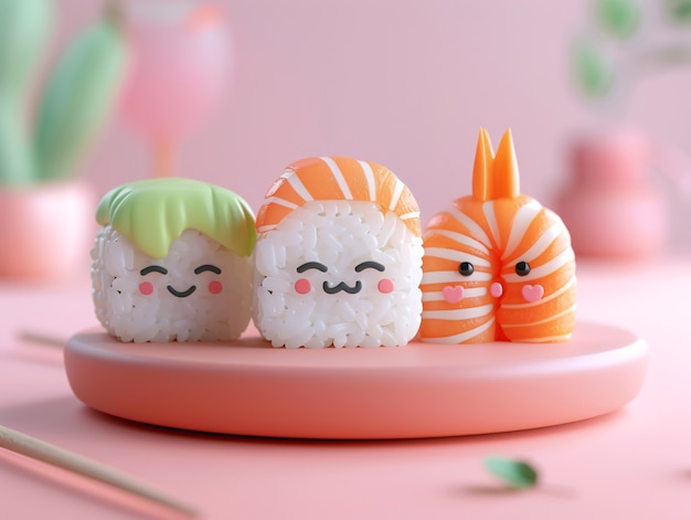 Cute 3d sushi with face