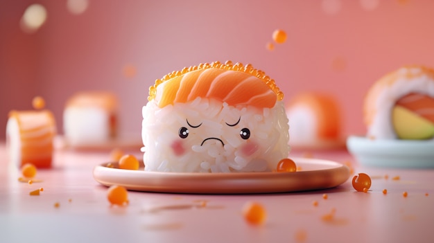 Cute 3d sushi with face