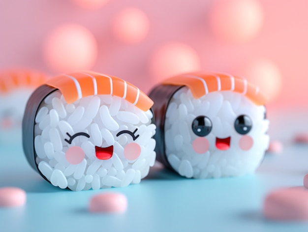 Cute 3d sushi with face