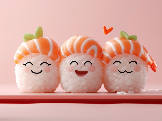 Cute 3d sushi with face