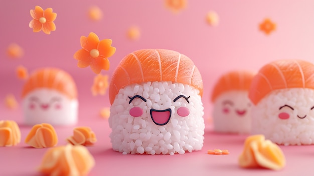 Cute 3d sushi with face