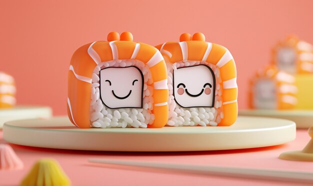 Cute 3d sushi with face