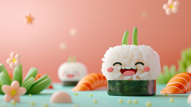 Cute 3d sushi with face