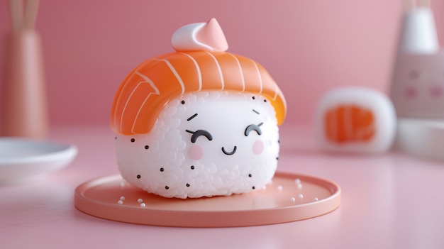 Free Photo cute 3d sushi with face