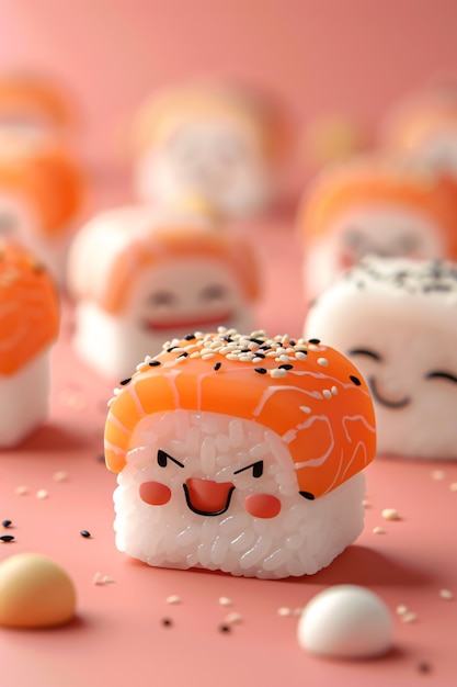 Cute 3d sushi with face