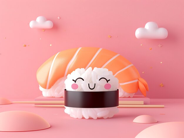 Cute 3d sushi with face