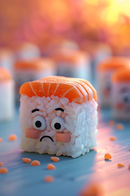 Cute 3d sushi with face