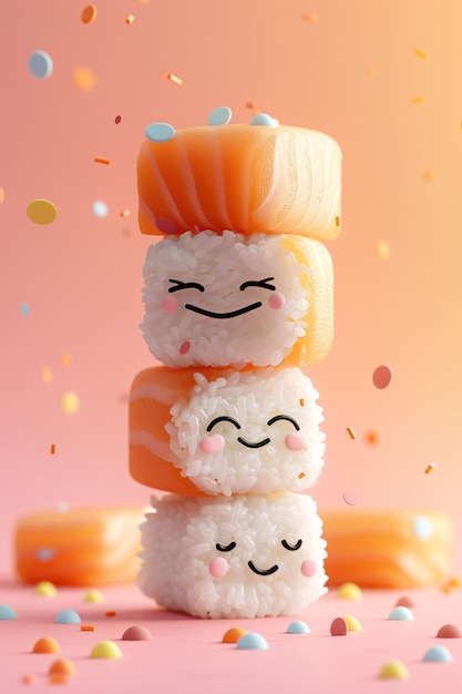 Cute 3d sushi with face