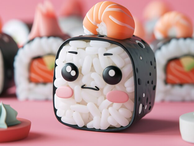 Cute 3d sushi with face