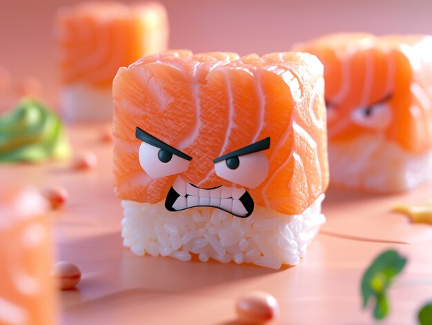 Cute 3d sushi with face