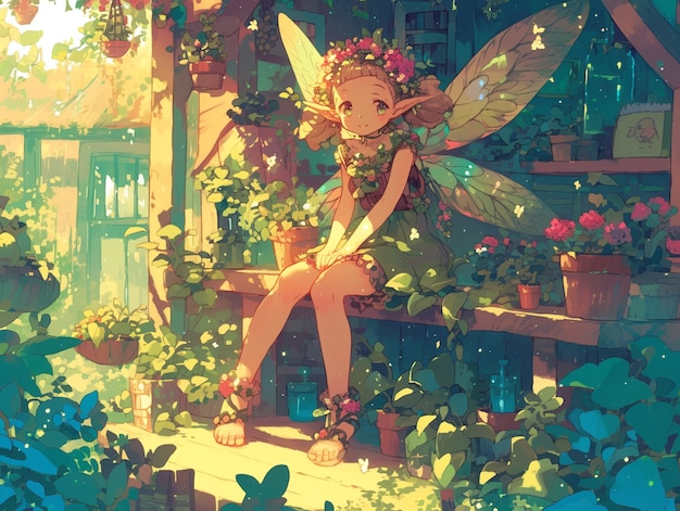 Free photo cute anime fairy girl