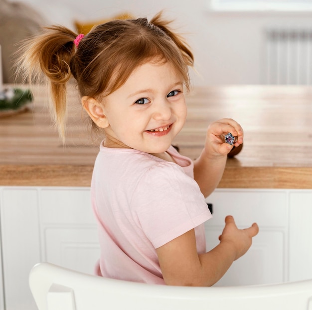 Cute baby girl at home