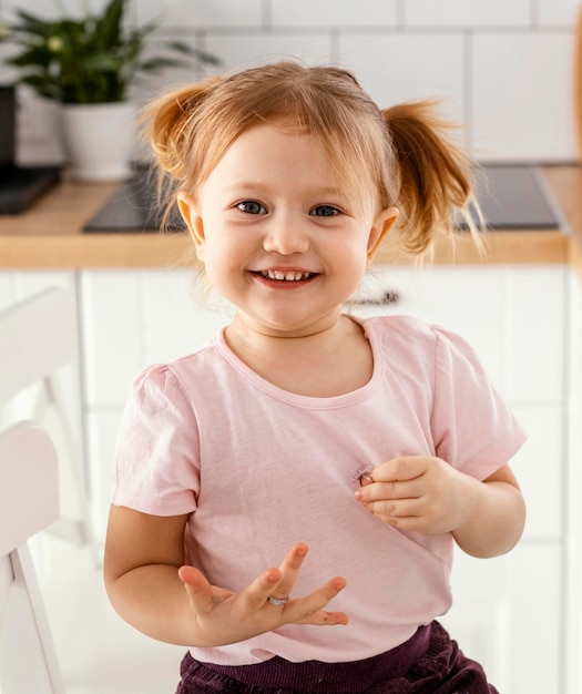 Cute baby girl at home