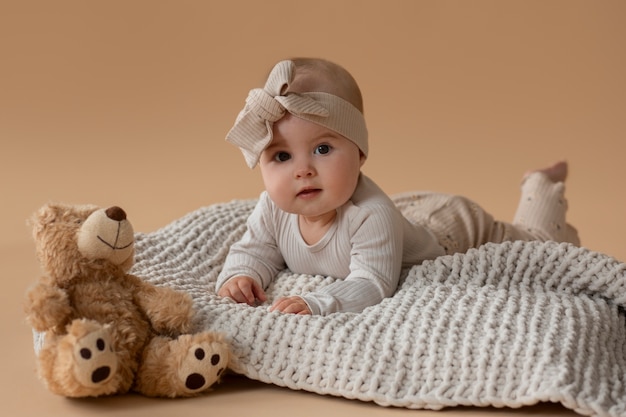 Cute baby with stuffed animal