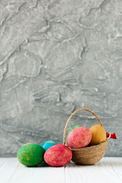 Cute basket and colored eggs