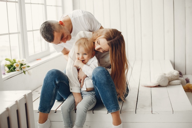 Free photo cute and big family sitting at home