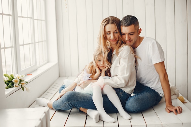 Free photo cute and big family sitting at home