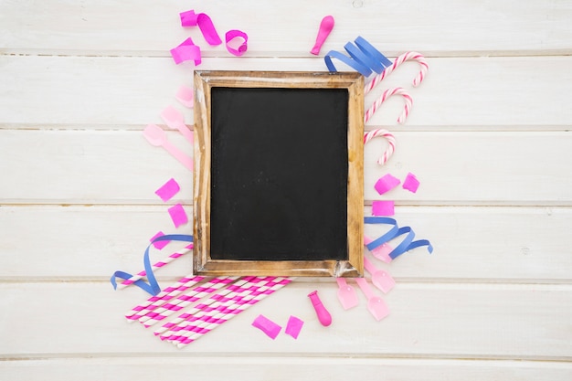 Cute birthday decoration with slate