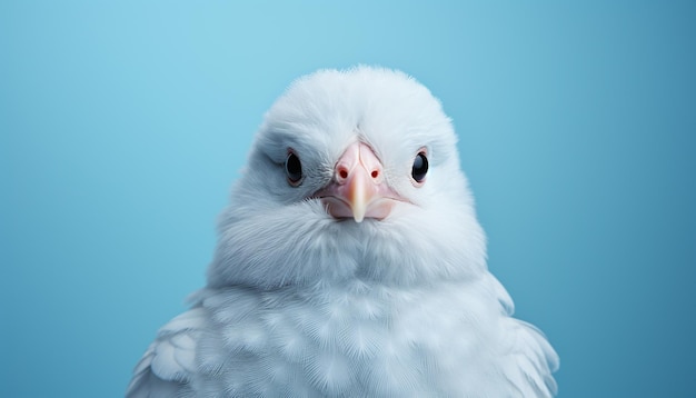 Free photo cute blue bird with fluffy feathers looking at camera generated by artificial intelligence