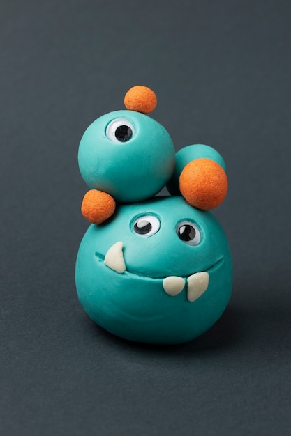 Free Photo cute blue play dough monsters