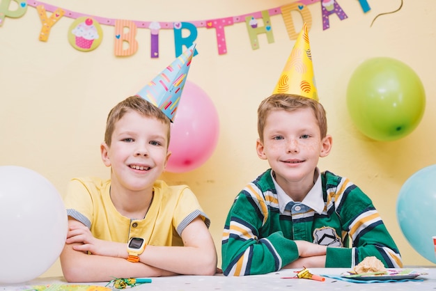 Free Photo cute boys on birthday party