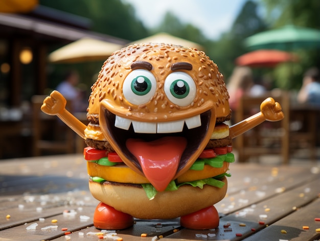 Cute burger with facial expression