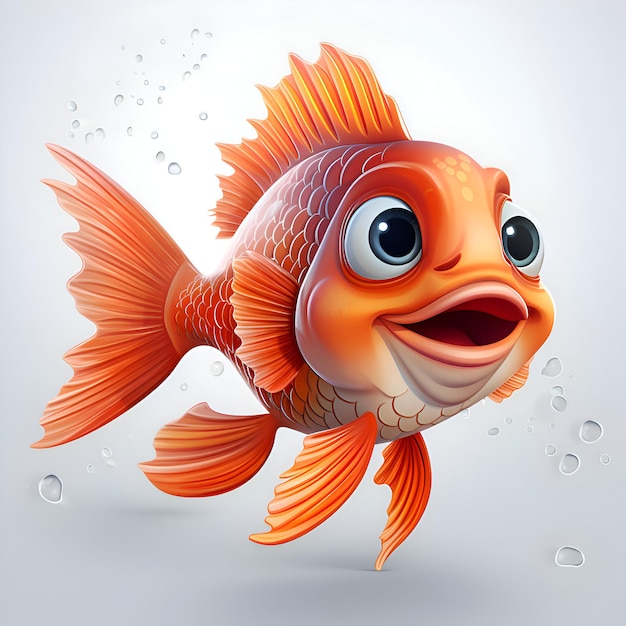 Free photo cute cartoon goldfish on a gray background vector illustration