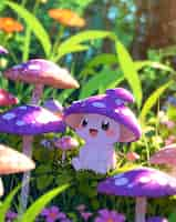 Free photo cute cartoon mushroom illustration